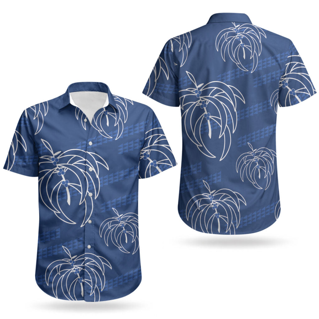 Aloha Hawaii Acacia Koa Leaves Couples Matching Summer Maxi Dress and Hawaiian Shirt Navy Kakau Tribal Pattern LT05 - Polynesian Pride
