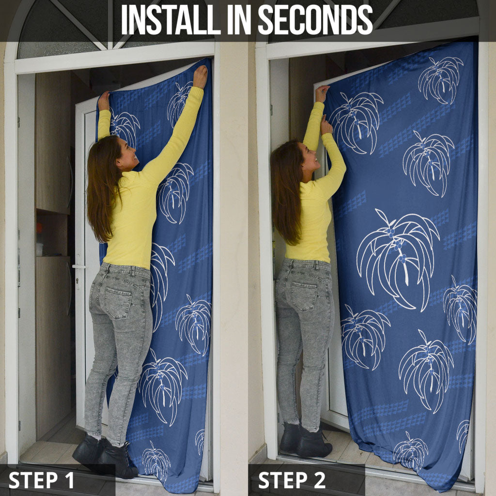 Aloha Hawaii Acacia Koa Leaves Door Cover Navy Kakau Tribal Pattern LT05 - Polynesian Pride