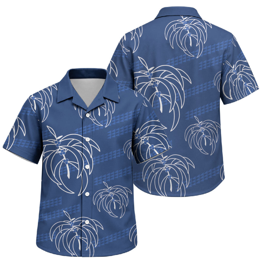 Aloha Hawaii Acacia Koa Leaves Family Matching Off Shoulder Short Dress and Hawaiian Shirt Navy Kakau Tribal Pattern LT05 Son's Shirt Navy - Polynesian Pride