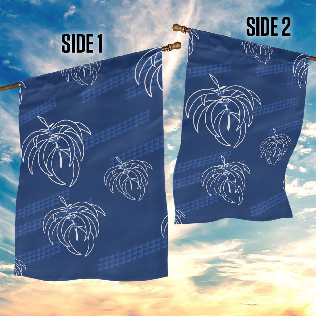 Aloha Hawaii Acacia Koa Leaves Garden Flag Navy Kakau Tribal Pattern LT05 - Polynesian Pride