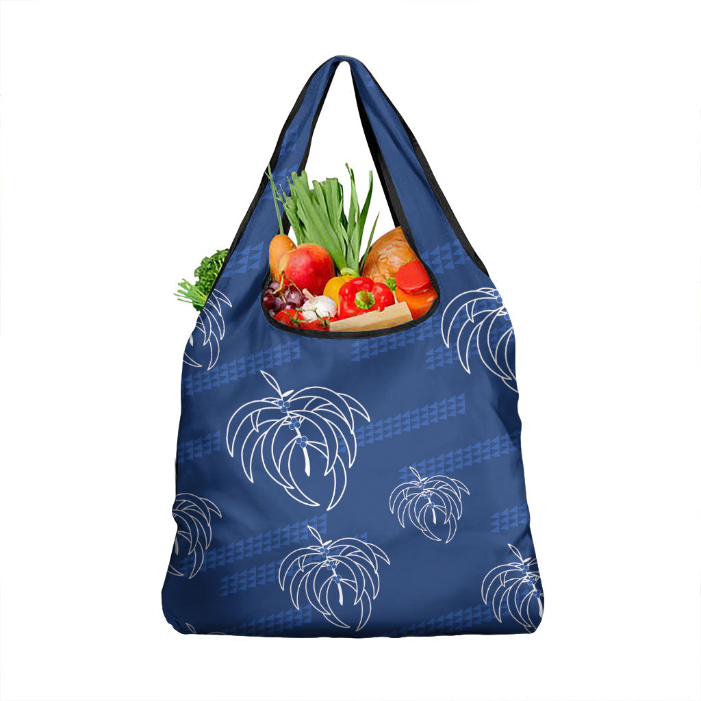 Aloha Hawaii Acacia Koa Leaves Grocery Bag Navy Kakau Tribal Pattern LT05 1-pack One Size Navy - Polynesian Pride
