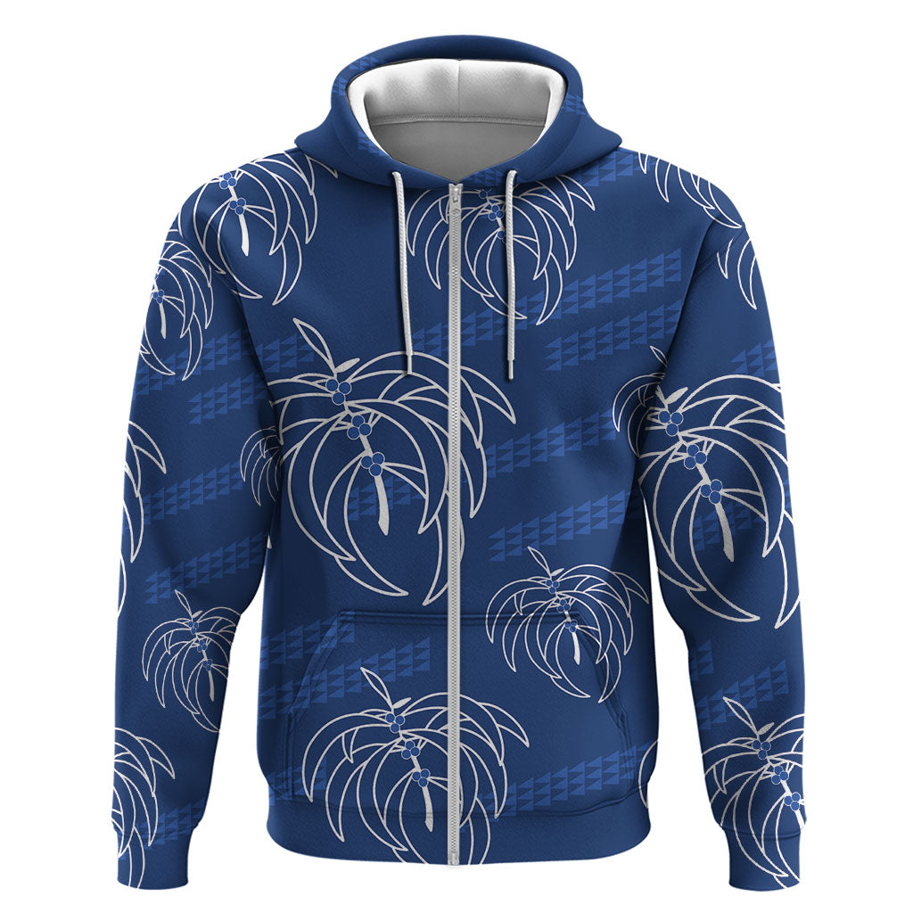 Aloha Hawaii Acacia Koa Leaves Hoodie Navy Kakau Tribal Pattern LT05 Zip Hoodie Navy - Polynesian Pride