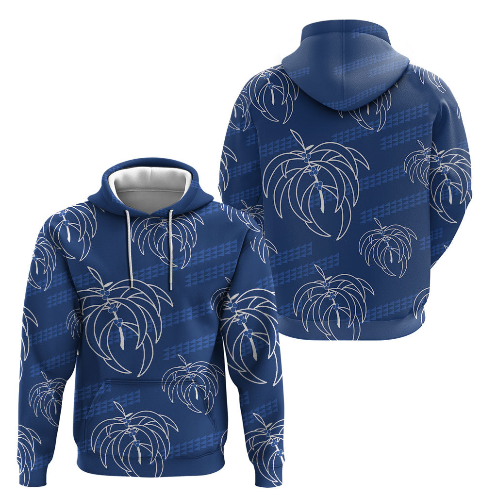 Aloha Hawaii Acacia Koa Leaves Hoodie Navy Kakau Tribal Pattern LT05 - Polynesian Pride