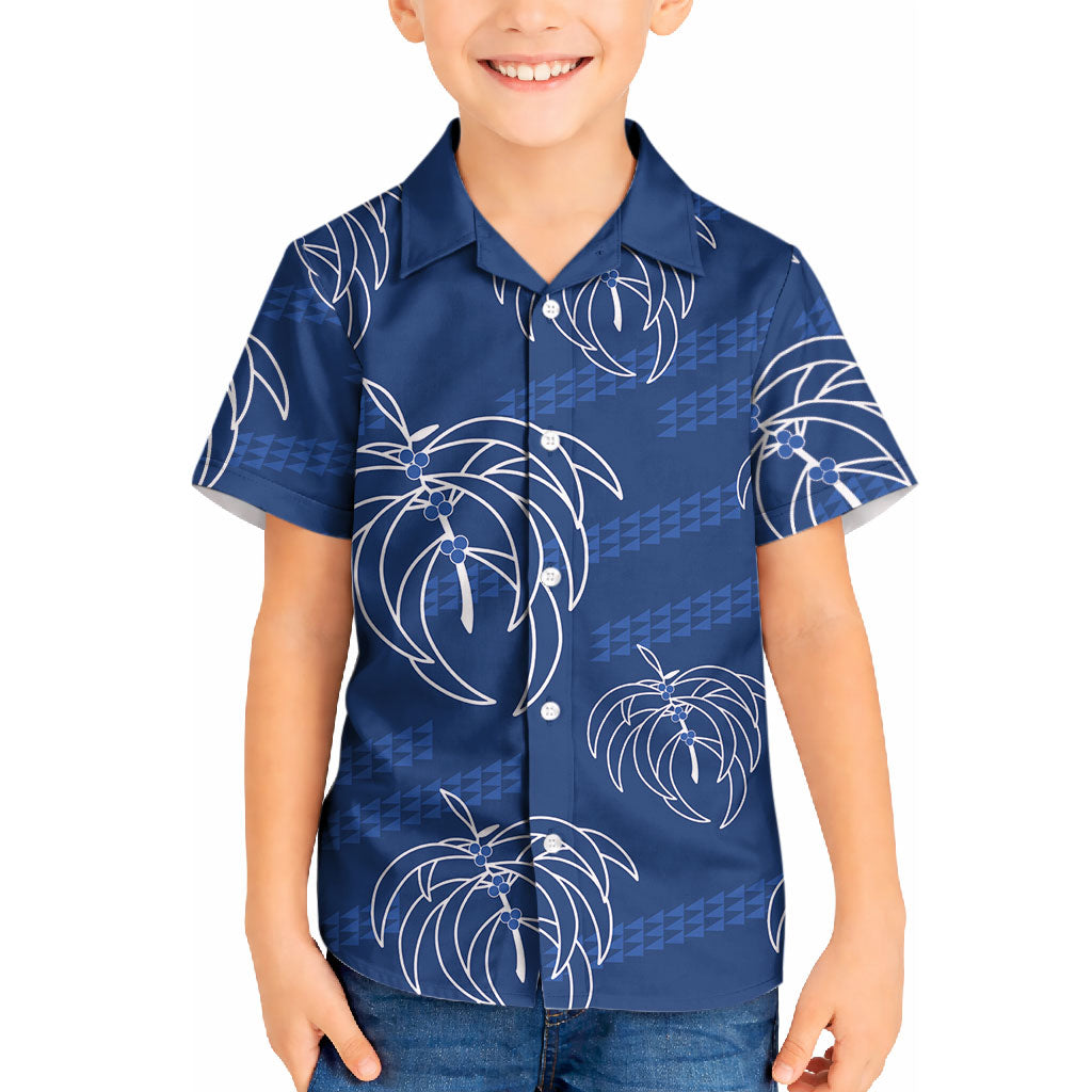 Aloha Hawaii Acacia Koa Leaves Kid Hawaiian Shirt Navy Kakau Tribal Pattern LT05 Kid Navy - Polynesian Pride