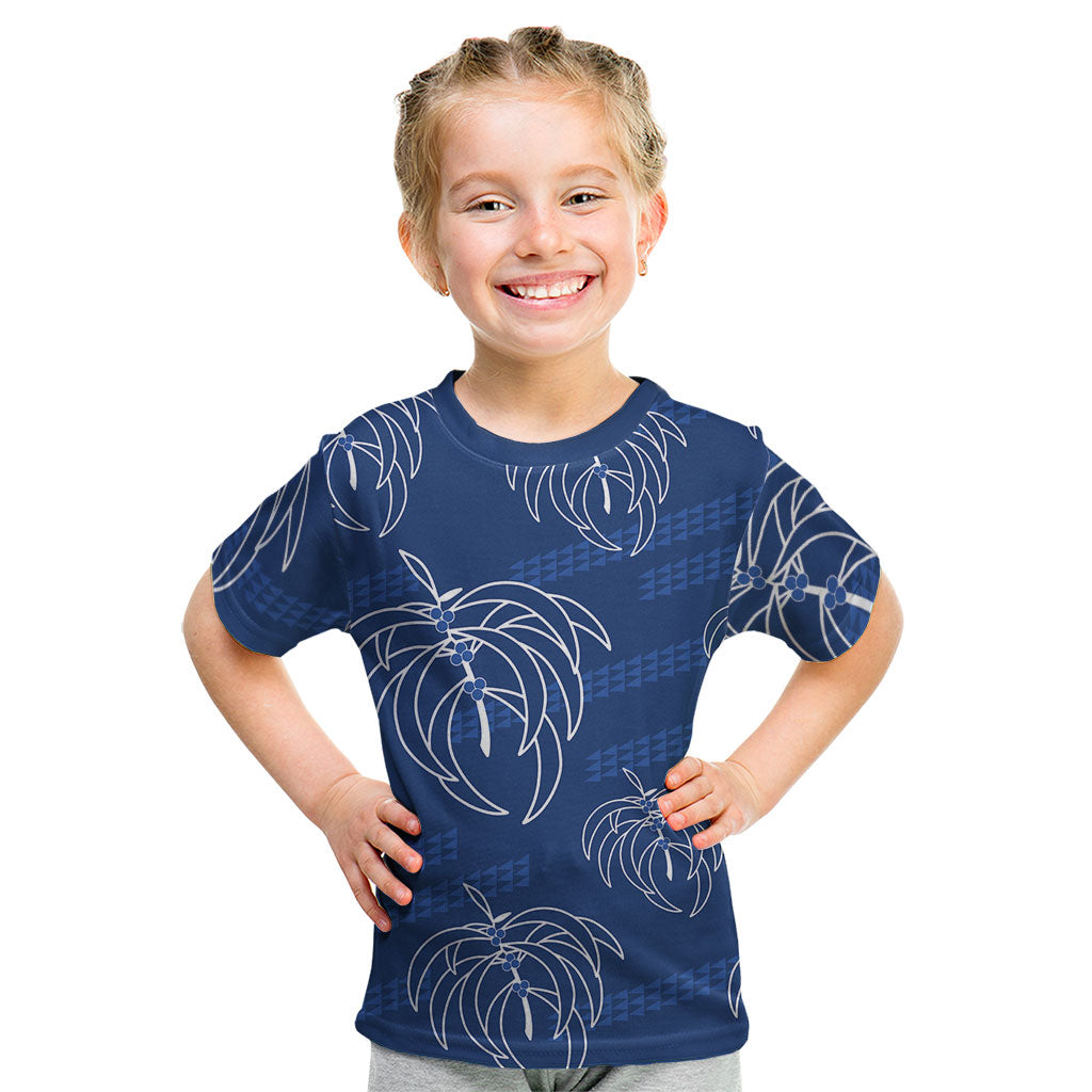 Aloha Hawaii Acacia Koa Leaves Kid T Shirt Navy Kakau Tribal Pattern LT05 Navy - Polynesian Pride