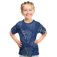 Aloha Hawaii Acacia Koa Leaves Kid T Shirt Navy Kakau Tribal Pattern LT05 Navy - Polynesian Pride