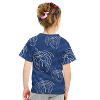 Aloha Hawaii Acacia Koa Leaves Kid T Shirt Navy Kakau Tribal Pattern LT05 - Polynesian Pride