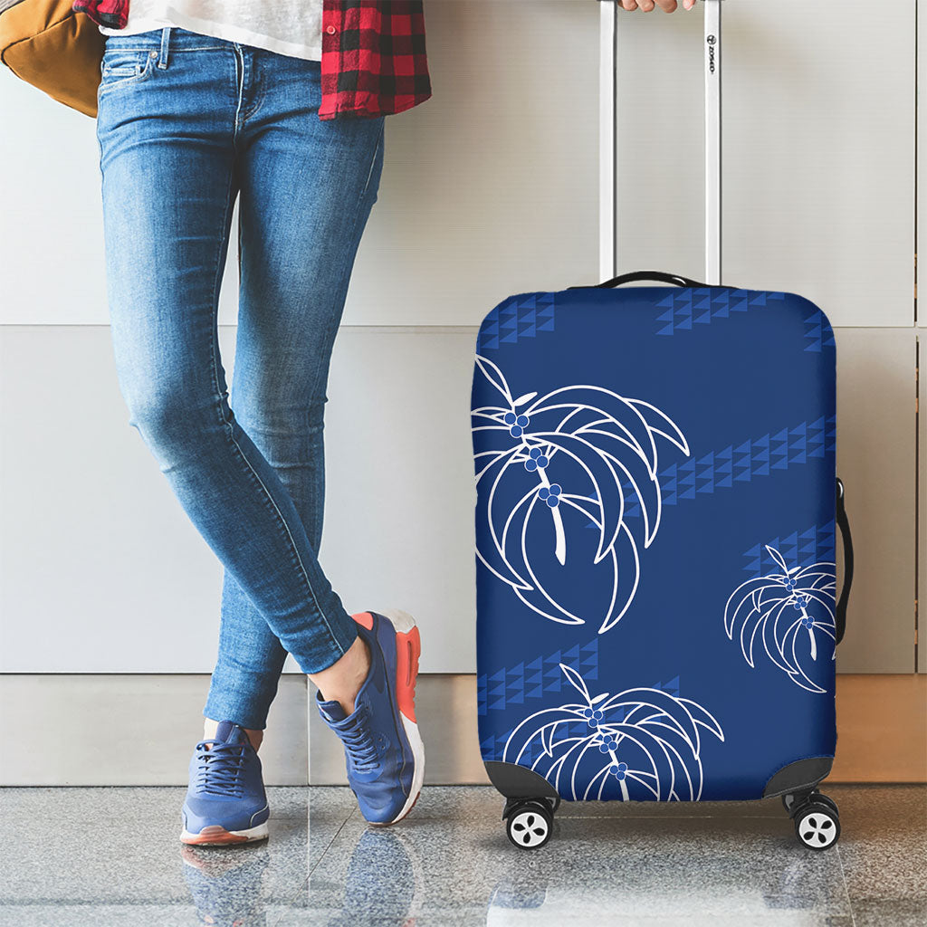 Aloha Hawaii Acacia Koa Leaves Luggage Cover Navy Kakau Tribal Pattern LT05 - Polynesian Pride