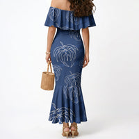 Aloha Hawaii Acacia Koa Leaves Mermaid Dress Navy Kakau Tribal Pattern LT05 - Polynesian Pride
