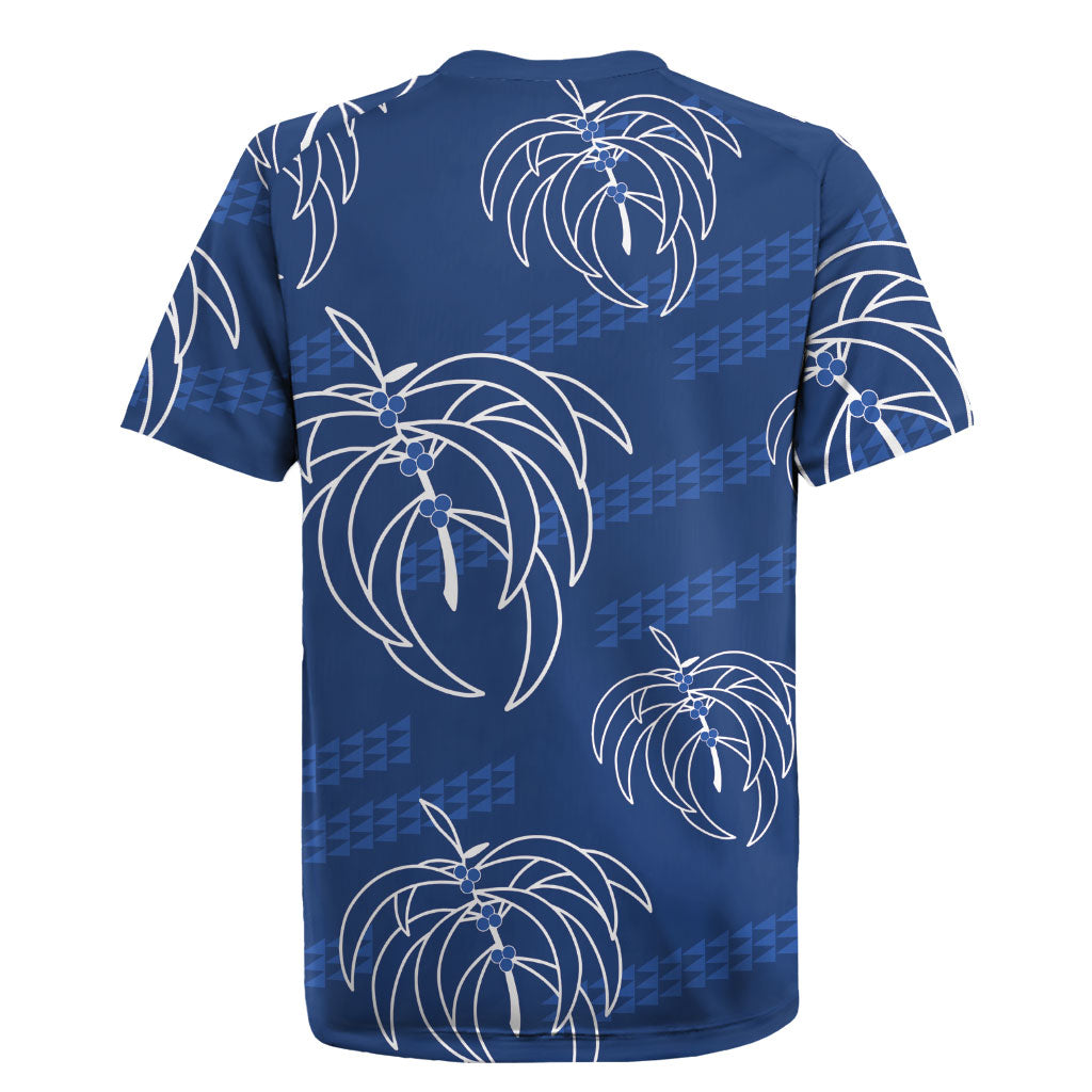 Aloha Hawaii Acacia Koa Leaves Rugby Jersey Navy Kakau Tribal Pattern LT05 - Polynesian Pride