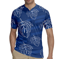 Aloha Hawaii Acacia Koa Leaves Rugby Jersey Navy Kakau Tribal Pattern LT05 - Polynesian Pride