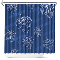 Aloha Hawaii Acacia Koa Leaves Shower Curtain Navy Kakau Tribal Pattern LT05 Navy - Polynesian Pride