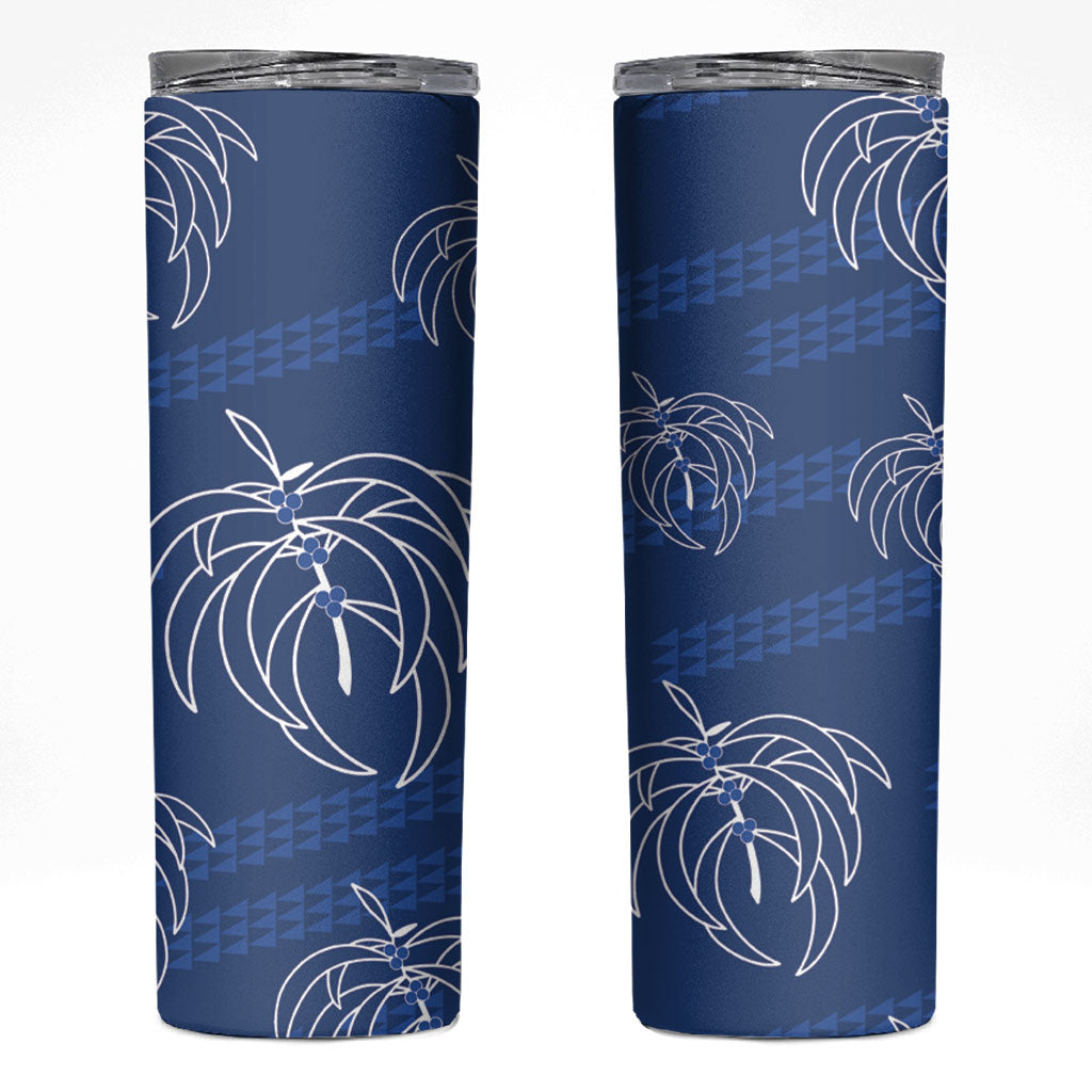 Aloha Hawaii Acacia Koa Leaves Skinny Tumbler Navy Kakau Tribal Pattern LT05 Navy - Polynesian Pride
