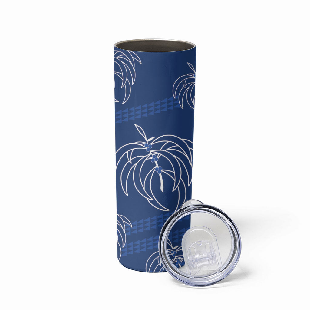 Aloha Hawaii Acacia Koa Leaves Skinny Tumbler Navy Kakau Tribal Pattern LT05 - Polynesian Pride