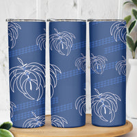 Aloha Hawaii Acacia Koa Leaves Skinny Tumbler Navy Kakau Tribal Pattern LT05 - Polynesian Pride