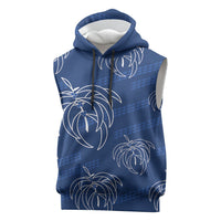 Aloha Hawaii Acacia Koa Leaves Sleeveless Hoodie Navy Kakau Tribal Pattern LT05 Navy - Polynesian Pride