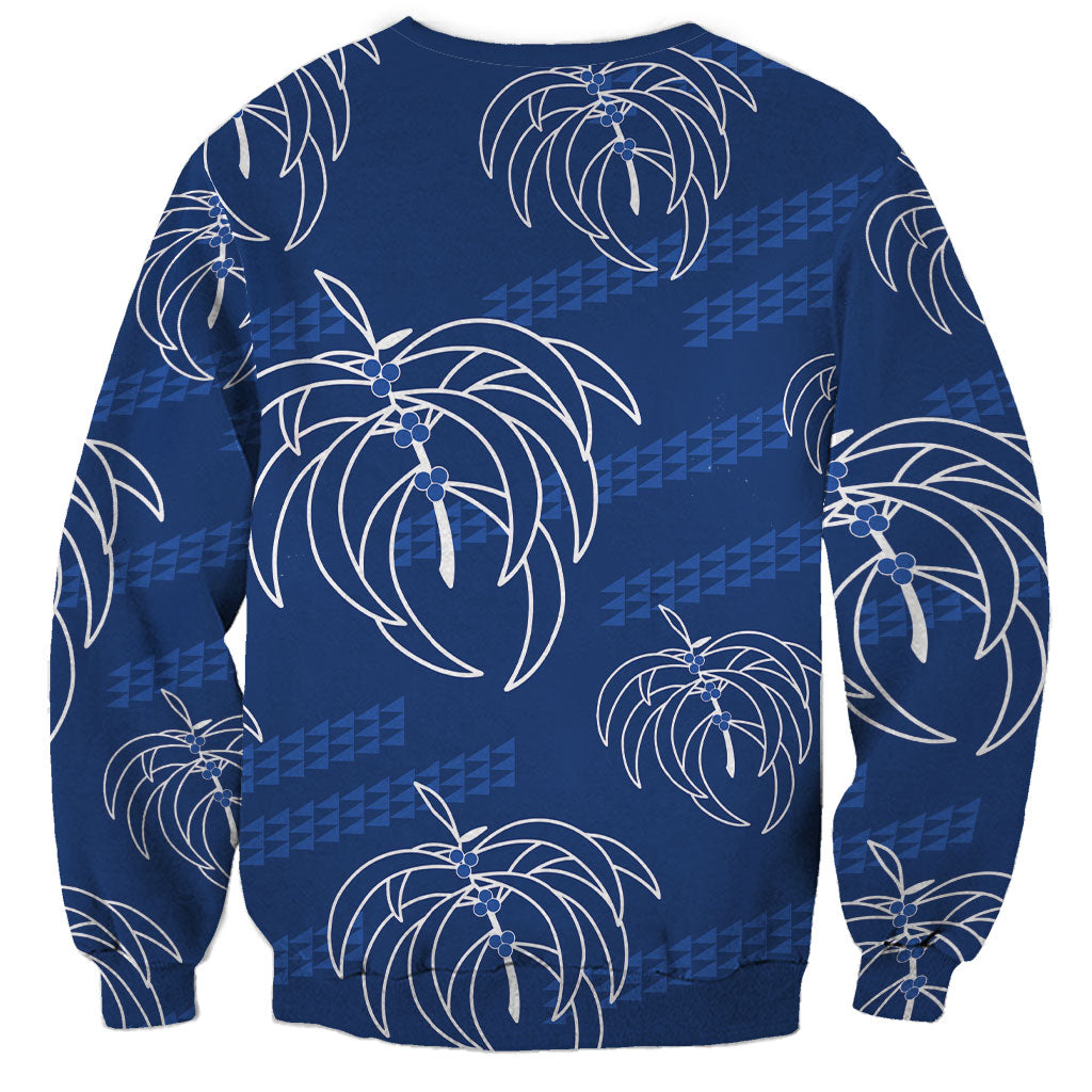 Aloha Hawaii Acacia Koa Leaves Sweatshirt Navy Kakau Tribal Pattern LT05 - Polynesian Pride