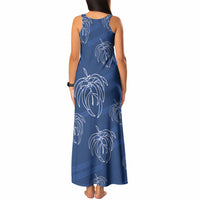 Aloha Hawaii Acacia Koa Leaves Tank Maxi Dress Navy Kakau Tribal Pattern LT05 - Polynesian Pride