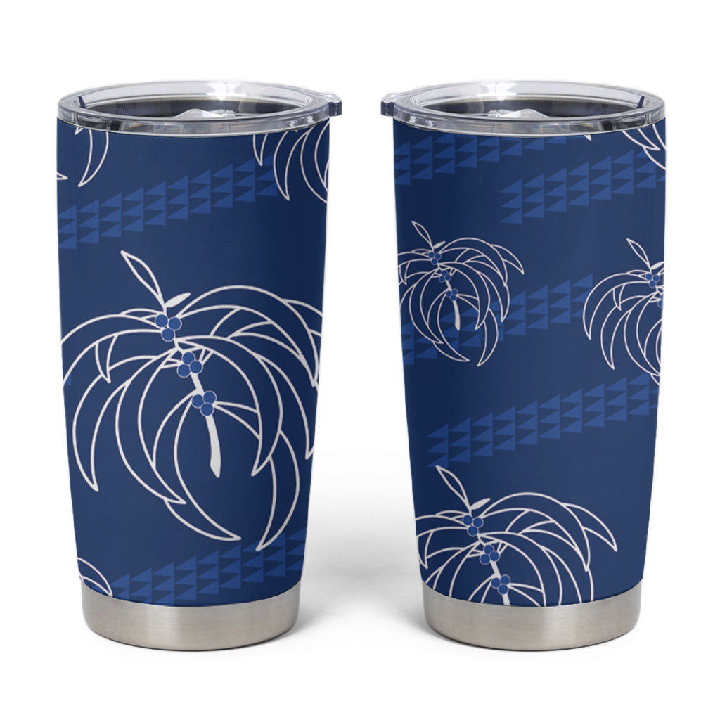 Aloha Hawaii Acacia Koa Leaves Tumbler Cup Navy Kakau Tribal Pattern LT05 Navy - Polynesian Pride