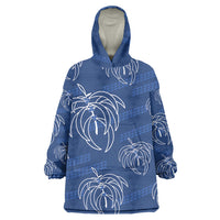 Aloha Hawaii Acacia Koa Leaves Wearable Blanket Hoodie Navy Kakau Tribal Pattern LT05 One Size Navy - Polynesian Pride