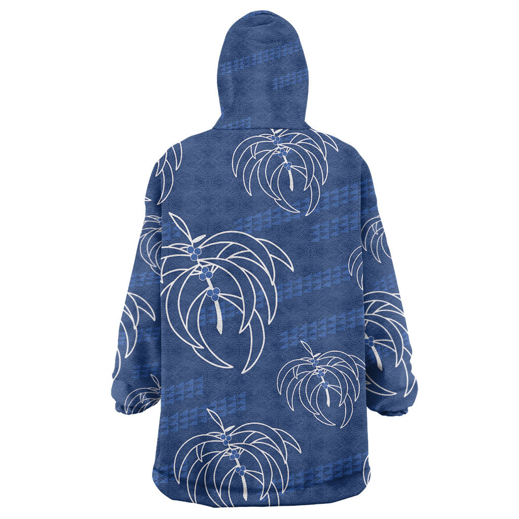 Aloha Hawaii Acacia Koa Leaves Wearable Blanket Hoodie Navy Kakau Tribal Pattern LT05 - Polynesian Pride
