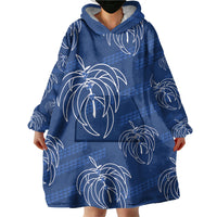 Aloha Hawaii Acacia Koa Leaves Wearable Blanket Hoodie Navy Kakau Tribal Pattern LT05 - Polynesian Pride