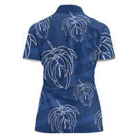 Aloha Hawaii Acacia Koa Leaves Women Polo Shirt Navy Kakau Tribal Pattern LT05 - Polynesian Pride