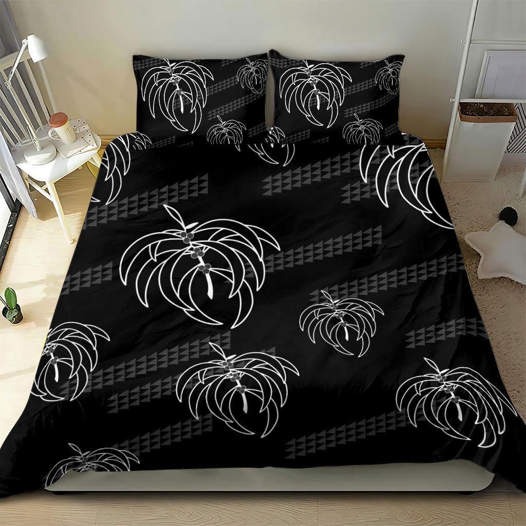 Aloha Hawaii Acacia Koa Leaves Bedding Set Black Kakau Tribal Pattern LT05 - Polynesian Pride