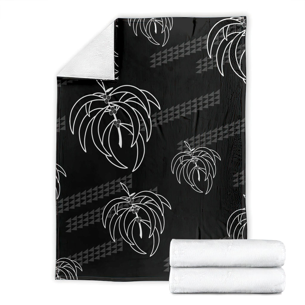 Aloha Hawaii Acacia Koa Leaves Blanket Black Kakau Tribal Pattern LT05 - Polynesian Pride