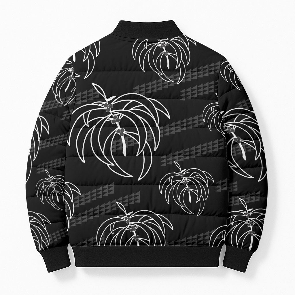 Aloha Hawaii Acacia Koa Leaves Bomber Puffer Jacket Black Kakau Tribal Pattern LT05 - Polynesian Pride