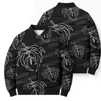 Aloha Hawaii Acacia Koa Leaves Bomber Puffer Jacket Black Kakau Tribal Pattern LT05 - Polynesian Pride