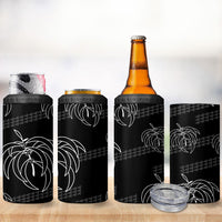 Aloha Hawaii Acacia Koa Leaves 4 in 1 Can Cooler Tumbler Black Kakau Tribal Pattern LT05 - Polynesian Pride