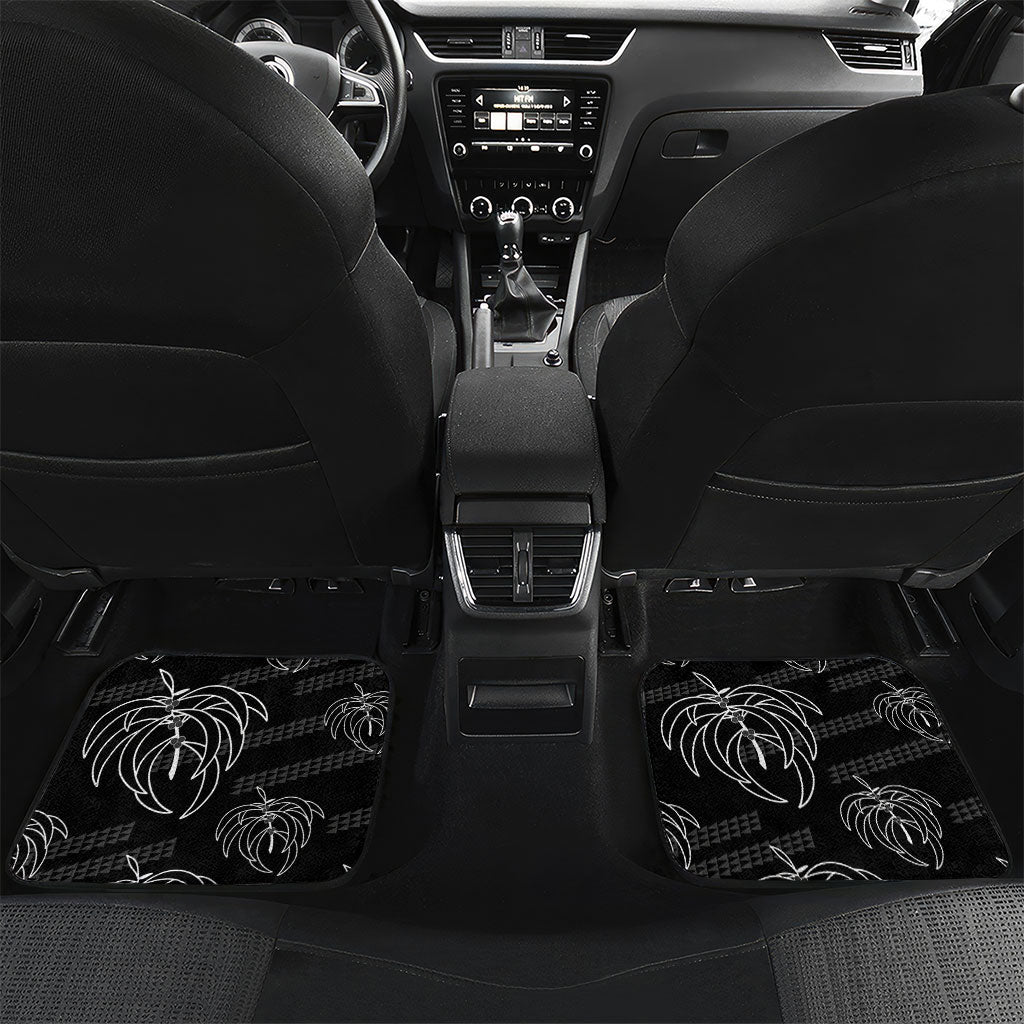 Aloha Hawaii Acacia Koa Leaves Car Mats Black Kakau Tribal Pattern LT05 Set 2pcs - Back Black - Polynesian Pride