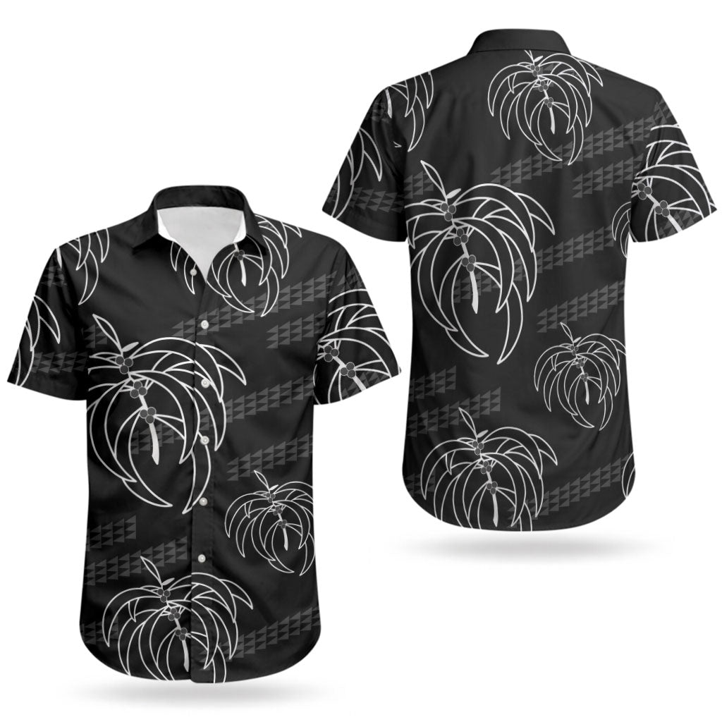 Aloha Hawaii Acacia Koa Leaves Couples Matching Summer Maxi Dress and Hawaiian Shirt Black Kakau Tribal Pattern LT05 - Polynesian Pride