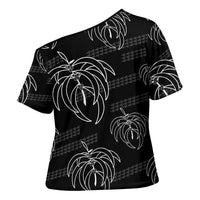 Aloha Hawaii Acacia Koa Leaves Cross Shoulder Shirt Black Kakau Tribal Pattern LT05 - Polynesian Pride