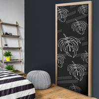 Aloha Hawaii Acacia Koa Leaves Door Cover Black Kakau Tribal Pattern LT05 - Polynesian Pride