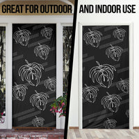Aloha Hawaii Acacia Koa Leaves Door Cover Black Kakau Tribal Pattern LT05 - Polynesian Pride