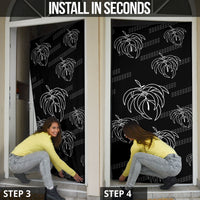 Aloha Hawaii Acacia Koa Leaves Door Cover Black Kakau Tribal Pattern LT05 - Polynesian Pride
