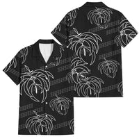 Aloha Hawaii Acacia Koa Leaves Family Matching Summer Maxi Dress and Hawaiian Shirt Black Kakau Tribal Pattern LT05 Dad's Shirt - Short Sleeve Black - Polynesian Pride