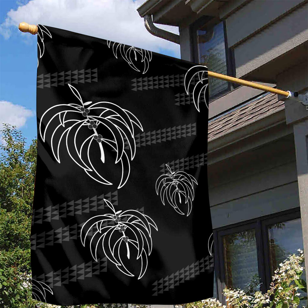 Aloha Hawaii Acacia Koa Leaves Garden Flag Black Kakau Tribal Pattern LT05 - Polynesian Pride