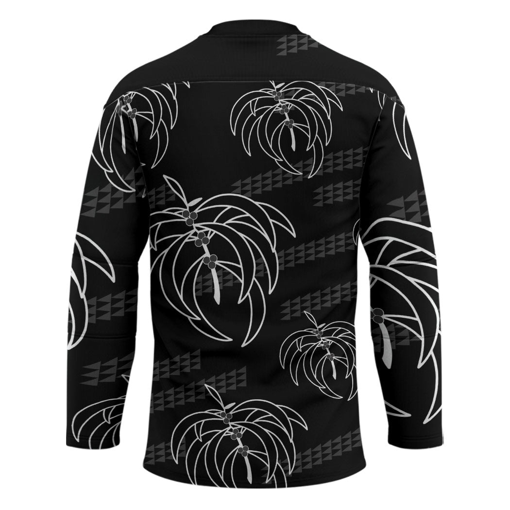 Aloha Hawaii Acacia Koa Leaves Hockey Jersey Black Kakau Tribal Pattern LT05 - Polynesian Pride