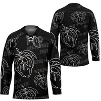 Aloha Hawaii Acacia Koa Leaves Hockey Jersey Black Kakau Tribal Pattern LT05 - Polynesian Pride