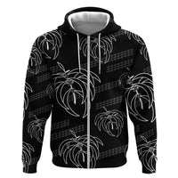 Aloha Hawaii Acacia Koa Leaves Hoodie Black Kakau Tribal Pattern LT05 Zip Hoodie Black - Polynesian Pride