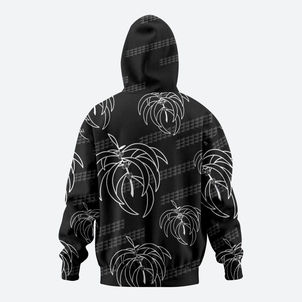 Aloha Hawaii Acacia Koa Leaves Hoodie Black Kakau Tribal Pattern LT05 - Polynesian Pride