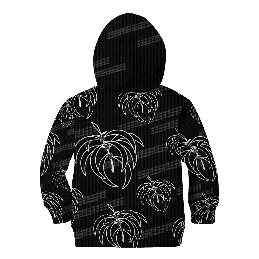 Aloha Hawaii Acacia Koa Leaves Kid Hoodie Black Kakau Tribal Pattern LT05 - Polynesian Pride