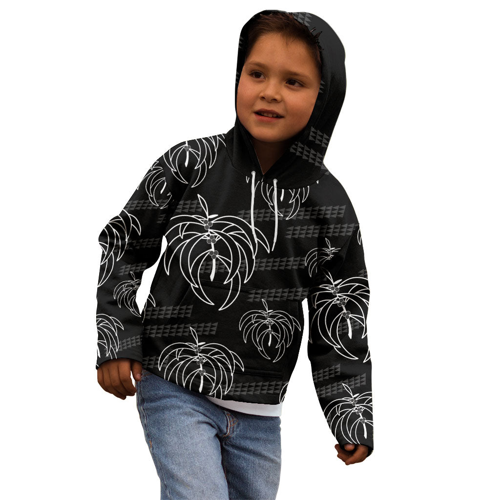 Aloha Hawaii Acacia Koa Leaves Kid Hoodie Black Kakau Tribal Pattern LT05 - Polynesian Pride