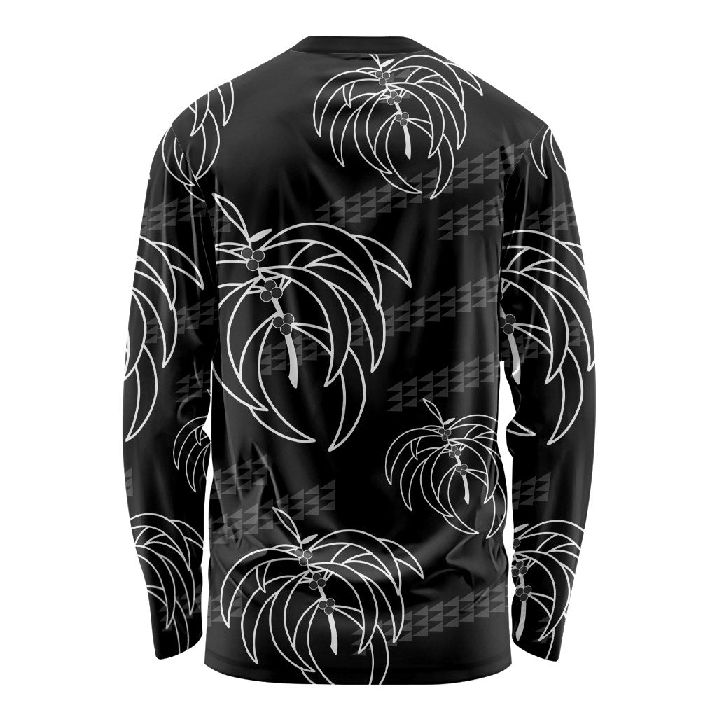 Aloha Hawaii Acacia Koa Leaves Long Sleeve Shirt Black Kakau Tribal Pattern LT05 - Polynesian Pride