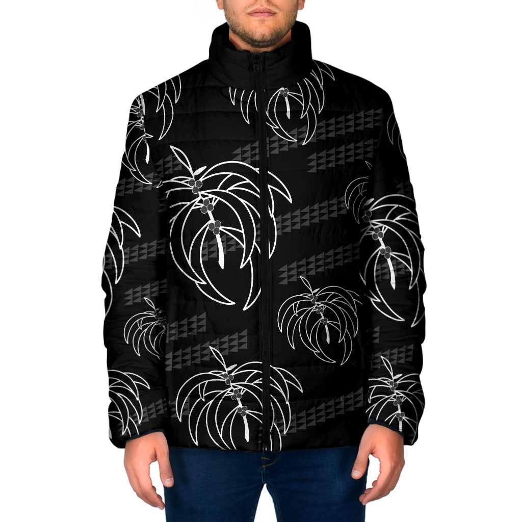 Aloha Hawaii Acacia Koa Leaves Padded Jacket Black Kakau Tribal Pattern LT05 Men Black - Polynesian Pride