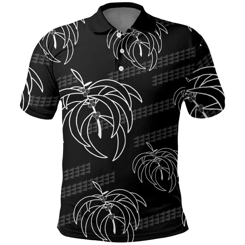 Aloha Hawaii Acacia Koa Leaves Polo Shirt Black Kakau Tribal Pattern LT05 Black - Polynesian Pride