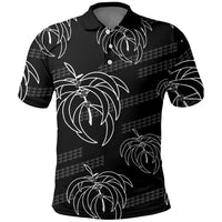 Aloha Hawaii Acacia Koa Leaves Polo Shirt Black Kakau Tribal Pattern LT05 Black - Polynesian Pride